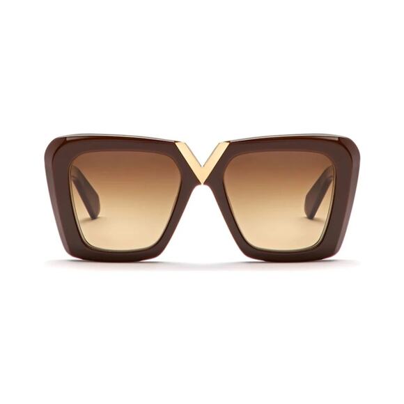 New! Valentino V GOLD || VLS 161B, Elegant Brown Sunglasses, Authentic - Picture 7 of 10